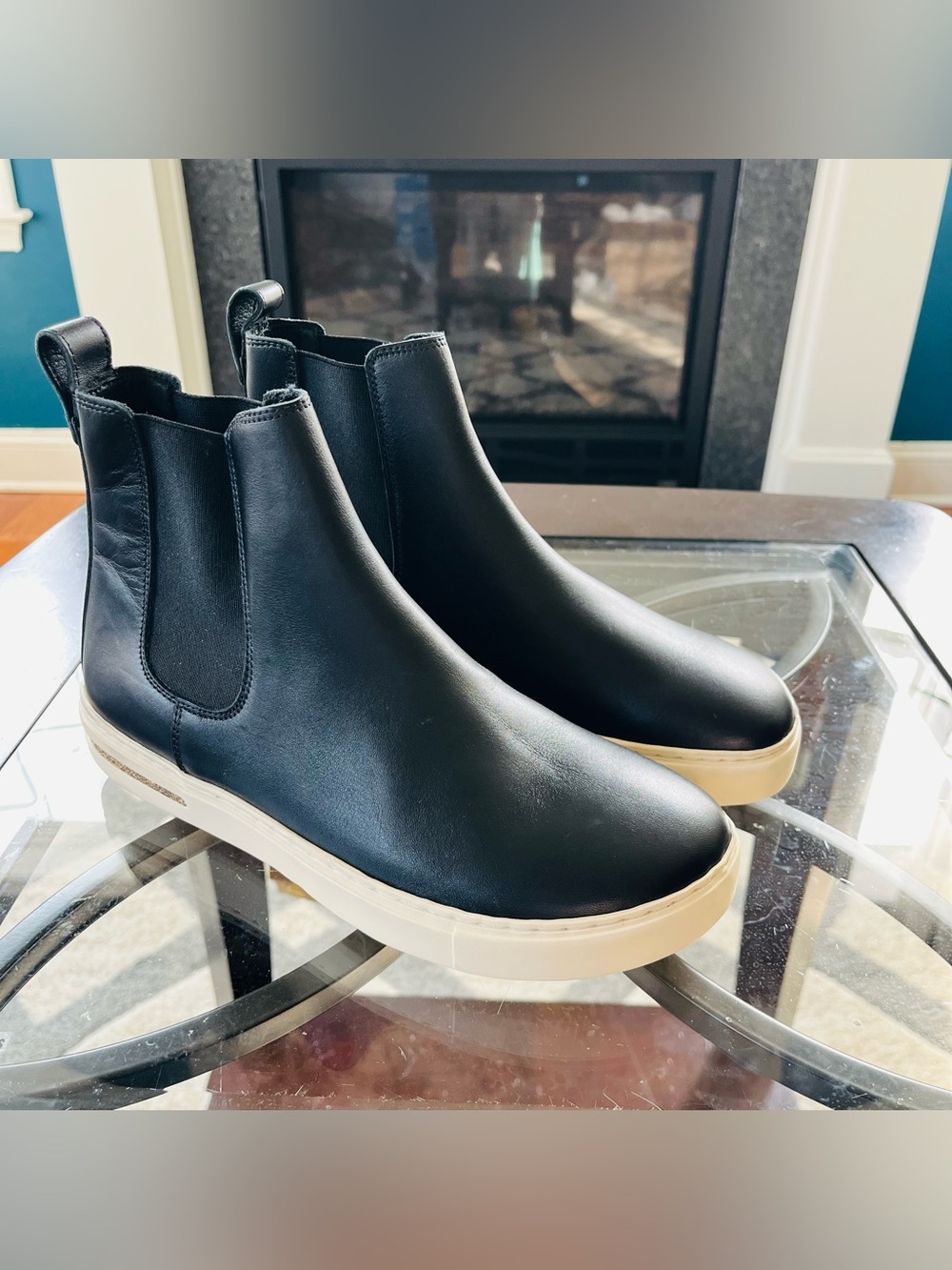 Sz 7 Birkenstock Bend Chelsea Boots Women's Black Leather Pull On EU 38